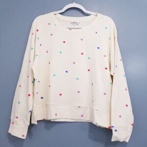 WildFox Oatmeal Hearts Print Sweatshirt and Short Lounge Set Co-Ord Sets